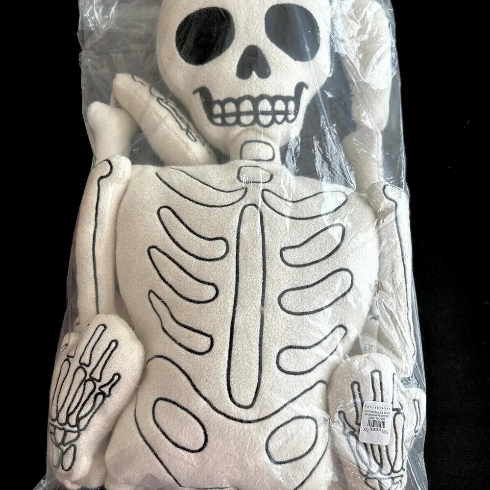 NEW Pottery Barn Mr. Bones Ivory HALLOWEEN Skeleton Pillow